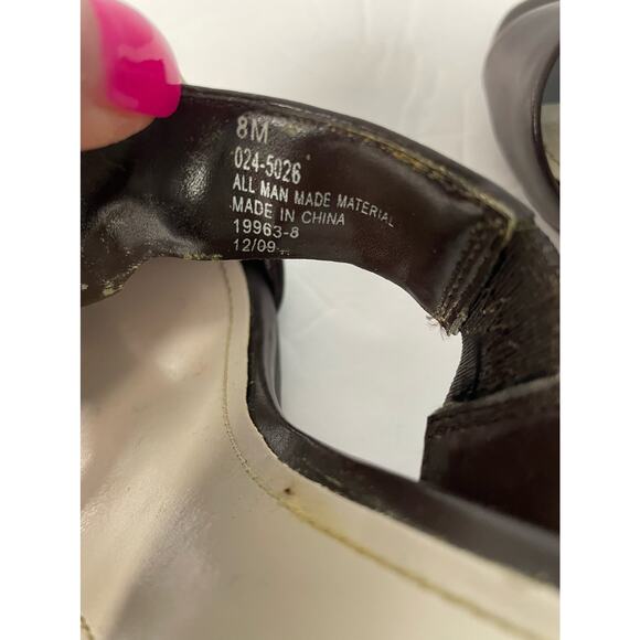 East 5th chocolate brown studded 3" heel sandals women's size 8M - Picture 4 of 6